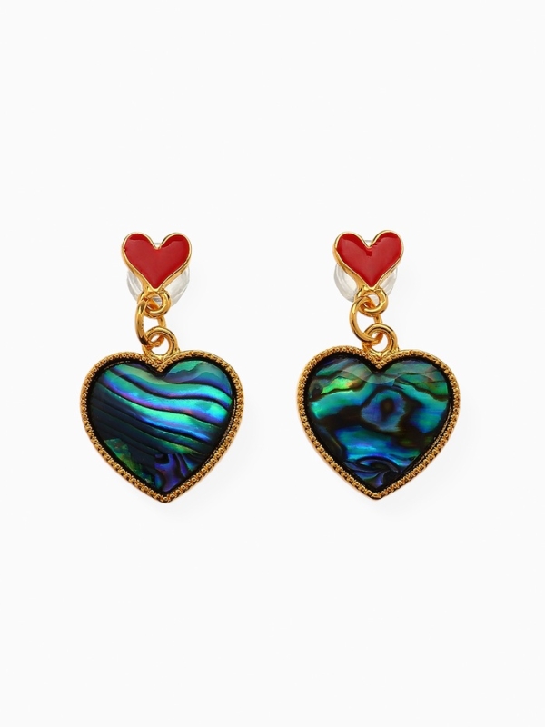 Серьги «Галиотис» сердце, цвет зелёный в золоте Серьги «Галиотис» сердце, цвет зелёный в золоте