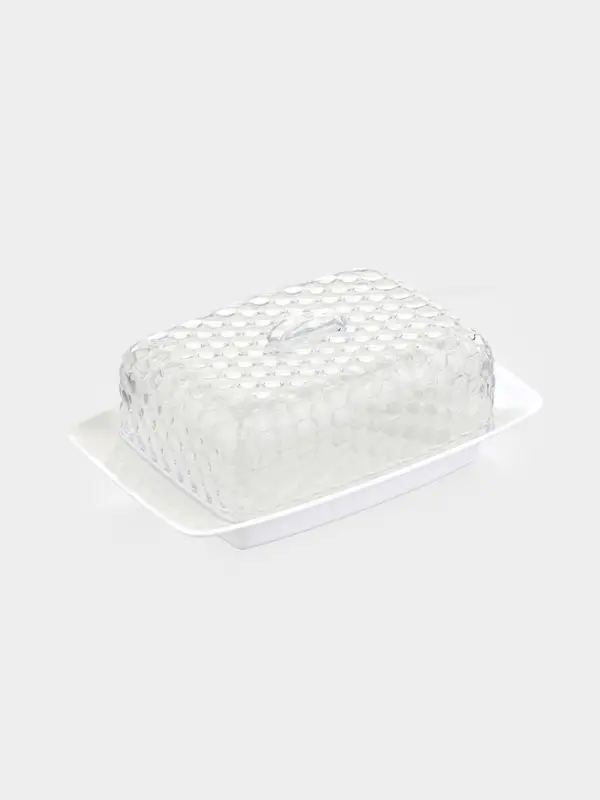 Маслёнка Альтернатива &laquo;Мозаика&raquo;, 18.5&times;12&times;7.2 см, пластик, белая