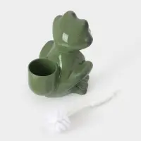 Ёршик для унитаза с подставкой &laquo;Лягушка&raquo;, фарфор, зелёный