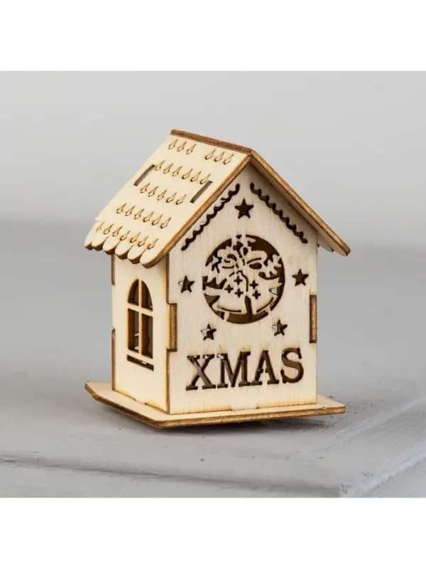 Ёлочная игрушка &laquo;Домик с колокольчиками&raquo;, 6&times;4.5&times;4.5 см, от батареек, свечение тёплое белое