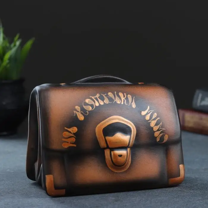 Копилка Копилка "Барсетка" коричневый, 13х19х13см