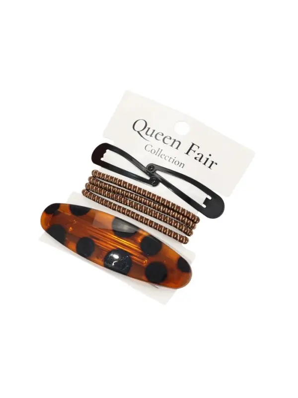 Набор для волос QF &laquo;Авиталь&raquo;, 4 резинки 6.5 см, заколка - автомат 8 см, 2 заколки 4.5 см, чёрный, коричневый