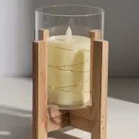 Подсвечник стекло, дерево "Рустик" d=9 см 16х16х21 см Подсвечник стекло, дерево "Рустик" d=9 см 16х16х21 см