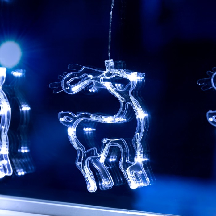 Гирлянда «Бахрома» 2.4 × 0.9 м с насадками «Олень», IP20, прозрачная нить, 138 LED, свечение белое, 8 режимов, 220 В