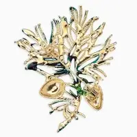 Брошь "Кедровая веточка", цвет коричнево-зелёный в золоте Брошь "Кедровая веточка", цвет коричнево-зелёный в золоте