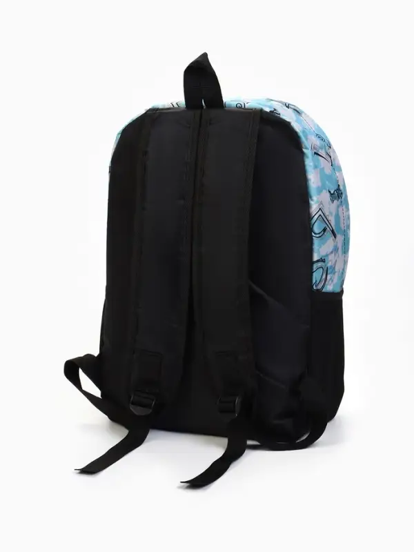 Рюкзак школьный на молнии, 3 наружных кармана, 30&times;13&times;42 см, голубой