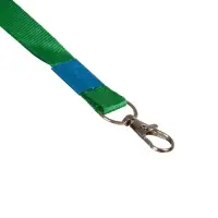 Лента для бейджа, 15 мм &times; 80 см, с металлическим карабином, зелёная