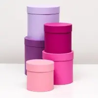Набор шляпных коробок 5 в 1, сиреневый, 23&times;23-15&times;15 см