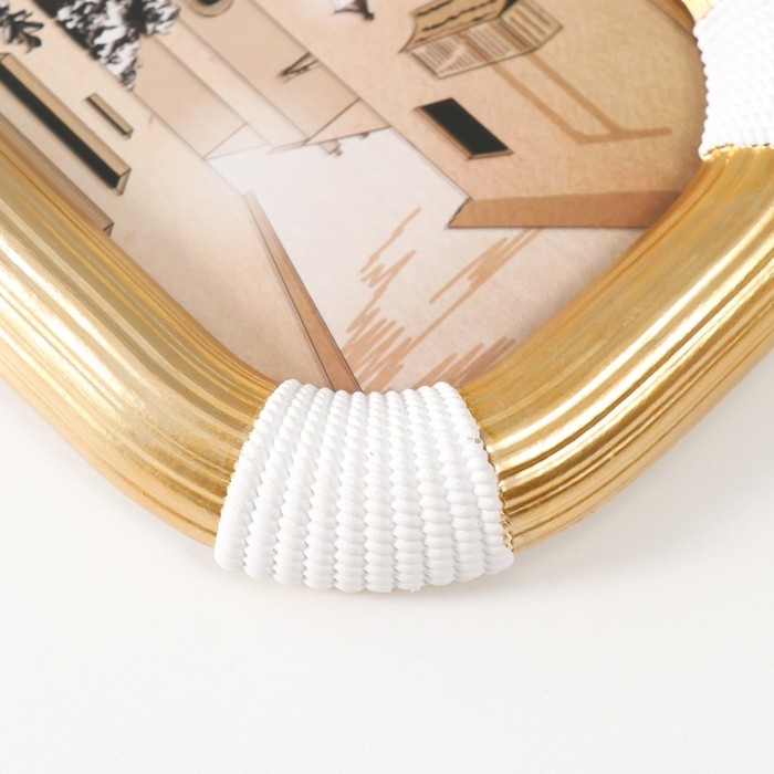 Фоторамка полистоун 10х15 см  Фоторамка полистоун 10х15 см "Фабиан" золотая с белым 14,9х2,4х19,8 см