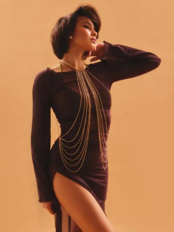 Бодичейн на тело, цепочки, 55 см, цвет золото