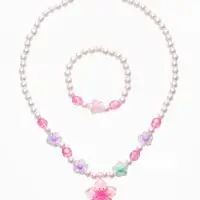 Набор детский &laquo;Выбражулька. Цветок и жемчуг&raquo;, 2 предмета: бусы, браслет, разноцветный