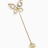 Булавка&laquo; Бабочка объемная&raquo;, 8.5 см, белая в золоте