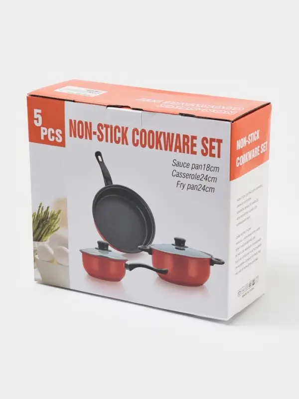 Набор посуды Promo Stone violet: кастрюля 3 л, d=24 см, ковш 1.3 л, сковорода d=24 см, крышки 2 шт., антипригарное покрытие, бордовый