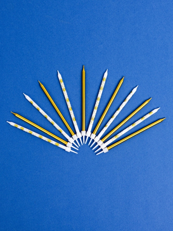 Набор свечей для торта Набор свечей для торта "Воздушные шарики", 12 шт, золотой и белый