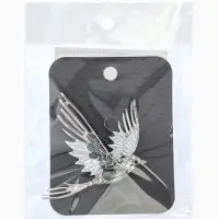 Брошь "Феникс снежный", цвет серо-зелёный в серебре