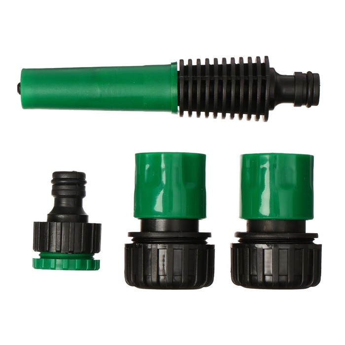 Набор: насадка для полива, коннектор, коннектор с аквастоп 3/4 Набор: насадка для полива, коннектор, коннектор с аквастоп 3/4" (19 мм), адаптер1/2"−3/4" (12 мм−19 мм), ABS−пластик