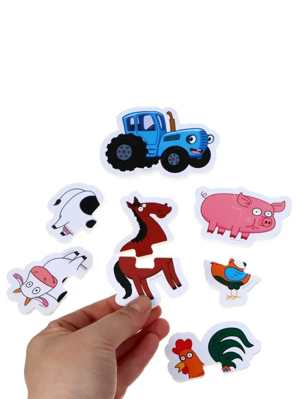 Мягкие пазлы для ванны Мягкие пазлы для ванны "Животные", Синий трактор