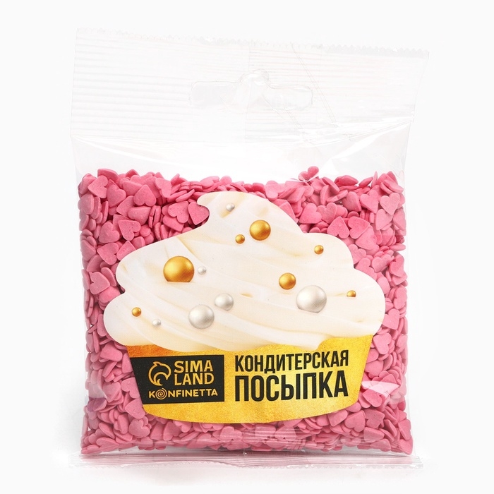 Посыпка кондитерская мягкая «Сердце»: розовая, 50 г. Посыпка кондитерская мягкая «Сердце»: розовая, 50 г.
