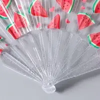 Веер складной пластик &laquo;Кусочки арбуза&raquo;, блеск, 23 см