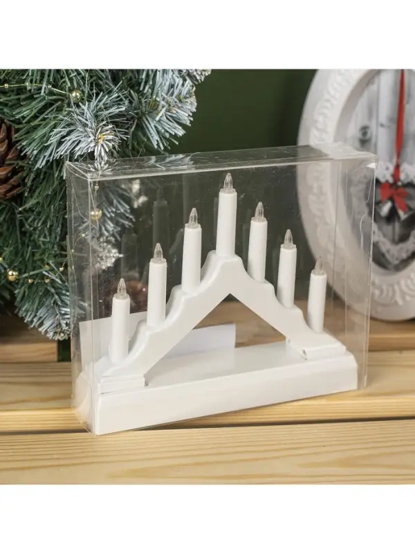 Светодиодная фигура &laquo;Белая рождественская горка&raquo;, пластик, батарейки ААх2 (не в комплекте), свечение тёплое белое