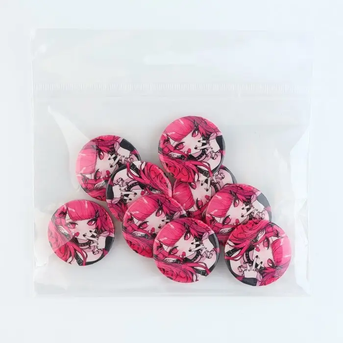 Значок закатной «Розовая аниме», d = 38мм Значок закатной «Розовая аниме», d = 38мм