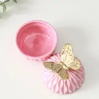 Шкатулка керамика "Золотой филин" розовая 8х8х12 см