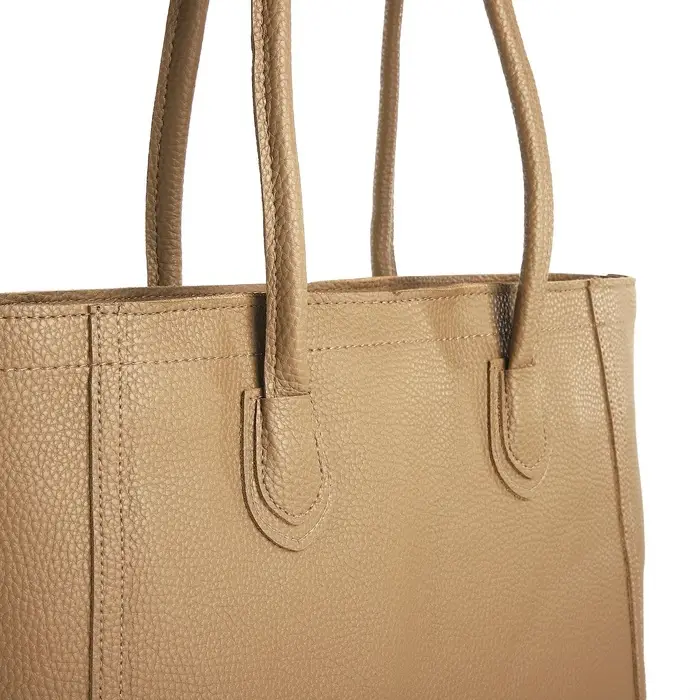 Шоппер женский, на молнии, 33&times;12&times;28 см, однотонный, бежевый