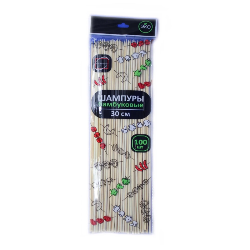 Набор шампуров для шашлыка. 30см, бамбук, 100шт/уп (117225)