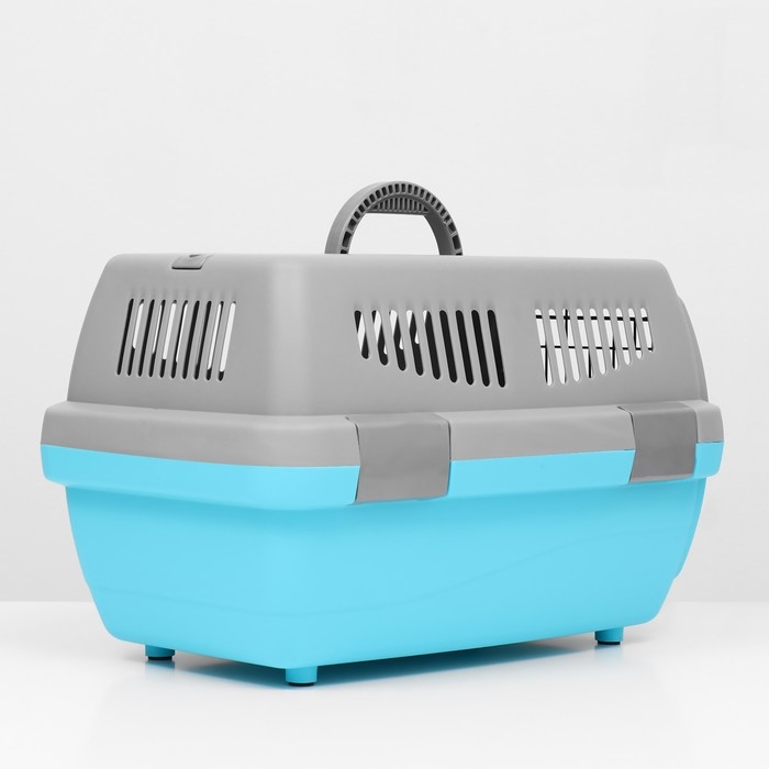 Переноска пластиковая  Переноска пластиковая "Неон" 48х32х29,5 см, вес животного до 12 кг, серо-голубая