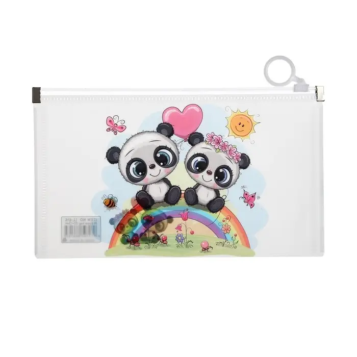 Папка-конверт на молнии формат А65, 180 мкр Папка-конверт на молнии формат А65, 180 мкр "Котики, Панды, Единороги", МИКС