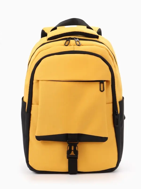 Рюкзак школьный, 2 отделения, 4 кармана, водонепроницаемое дно, 27&times;13&times;38.5 см, жёлтый