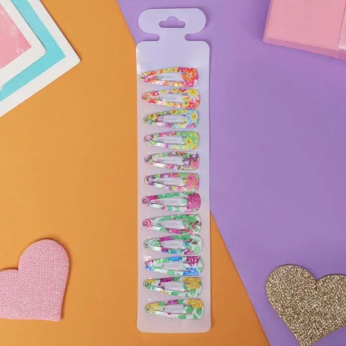 Заколки для волос «Астория», набор 12 шт., цветы,3 см