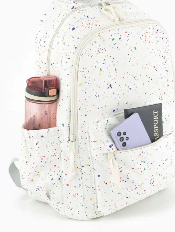 Рюкзак школьный для девочки &laquo;Краска&raquo;, 4 кармана, 31&times;13&times;48 см, белый