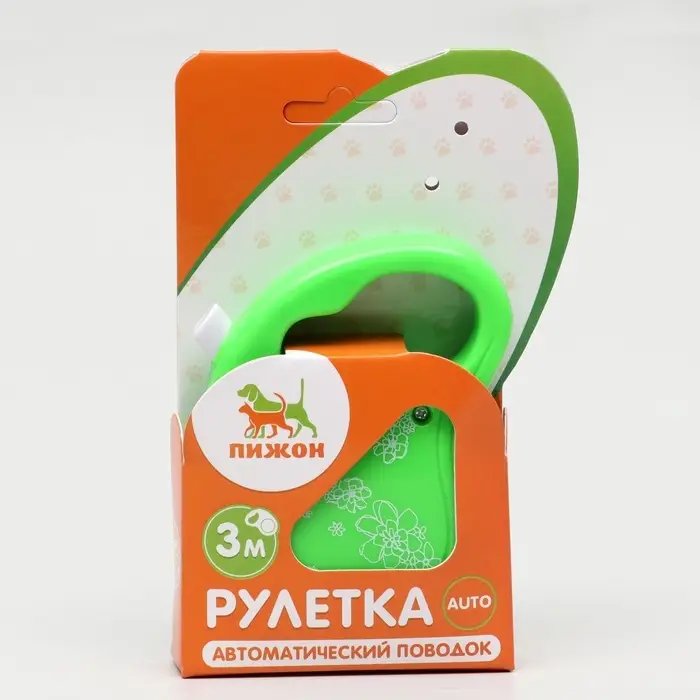 Рулетка &laquo;Цветы&raquo;, 3 м, до 10 кг, зелёная