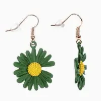 Серьги металл &laquo;Яркость&raquo;, ромашки, жёлто-зелёные