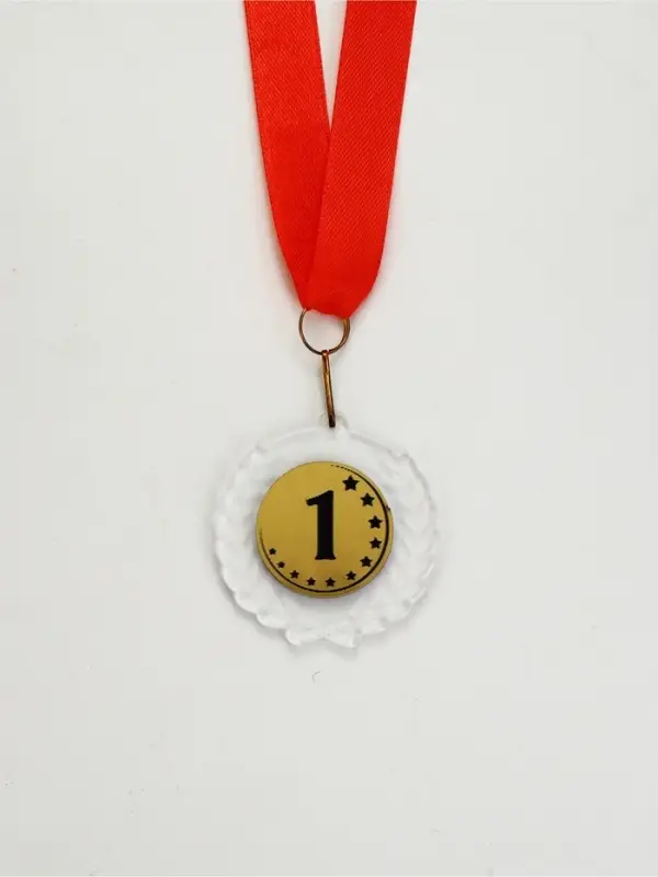 Медаль призовая пластик "1 место" на ленте