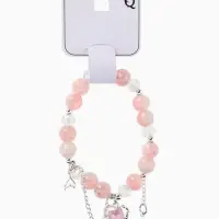 Браслет с подвесками &laquo;Сахарный. Сердце текучее&raquo;, d=6 см, шар № 10/8, белый, розовый в серебре