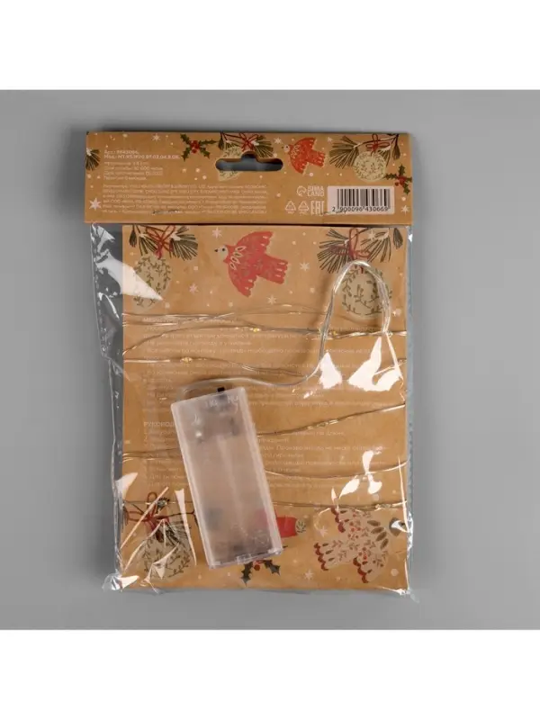 Гирлянда &laquo;Нить&raquo; 2 м, роса с насадками &laquo;Прищепки-оленёнок&raquo;, IP20, серебристая нить, 20 LED, от батареек АА&times;2, свечение тёплое белое