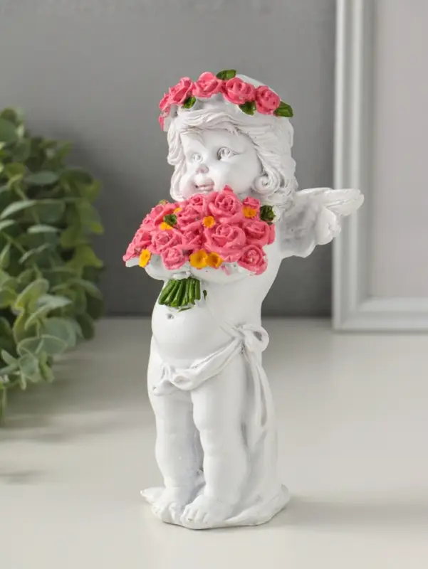 Фигура &laquo;Ангел с розами&raquo;, 13&times;9&times;22 см