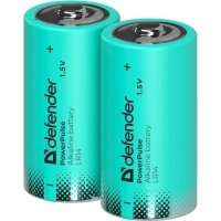 Батарейка DEFENDER алкалиновая LR14-2BL С, блистер, 2шт/уп PowerPulse