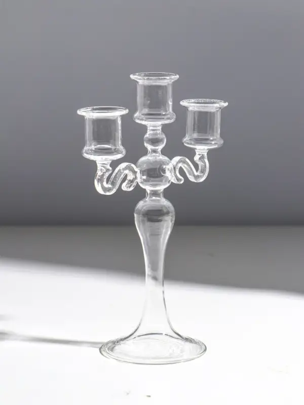 Подсвечник стекло  Подсвечник стекло "Версаль" прозрачный d=2.2 см 14х4х21,5 см