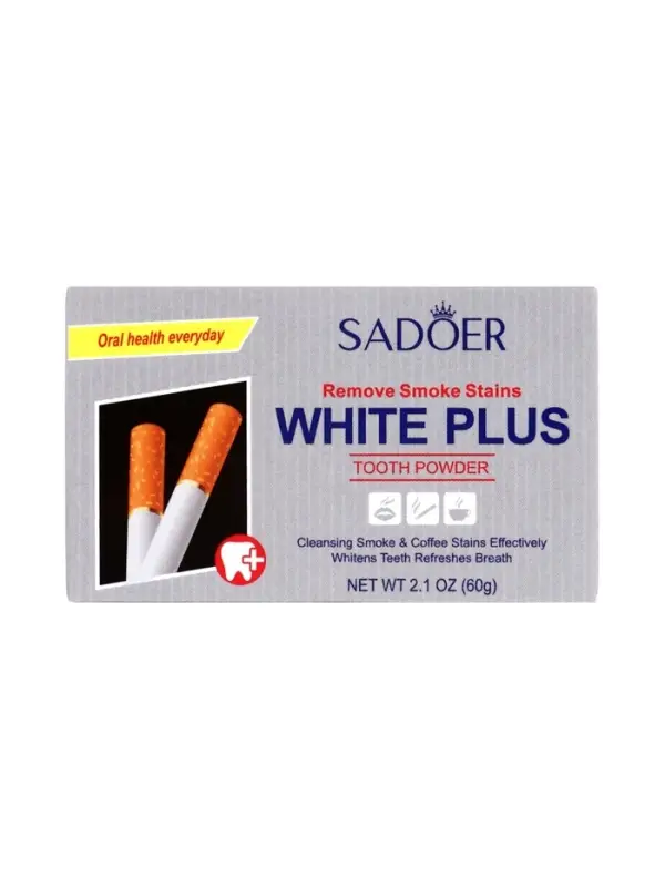 Отбеливающий зубной порошок Sadoer white plus от желтизны, 60 г