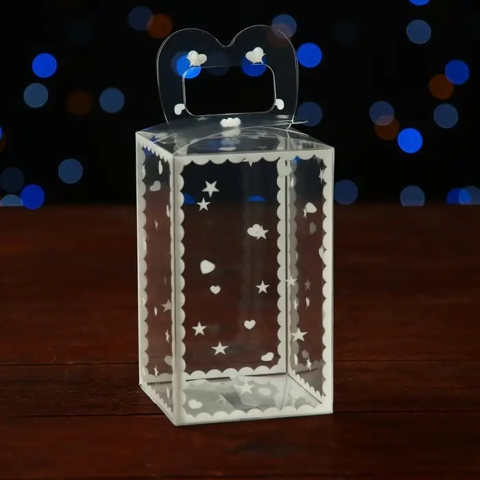 Складная прозрачная коробка из PVC, для упаковки подарков, «Сердце», 6×6×10 см Складная прозрачная коробка из PVC, для упаковки подарков, «Сердце», 6×6×10 см