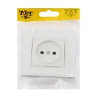 Розетка TOT Glossy Glass, 10 А, стекло, скрытая, одноместная, без заземления, белая