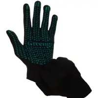 Перчатки садовые, хб, вязка 10 класс, 6 нитей, размер 9, с ПВХ точками, в наборе 5 пар, чёрные, Greengo