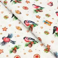 Бумага упаковочная глянцевая двусторонняя "Снегири ", 68 х 100 см Бумага упаковочная глянцевая двусторонняя "Снегири ", 68 х 100 см