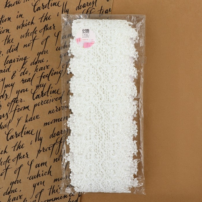 Кружево гипюровое, 80 мм × 6,8 ± 0,5 м, цвет белый Кружево гипюровое, 80 мм × 6,8 ± 0,5 м, цвет белый