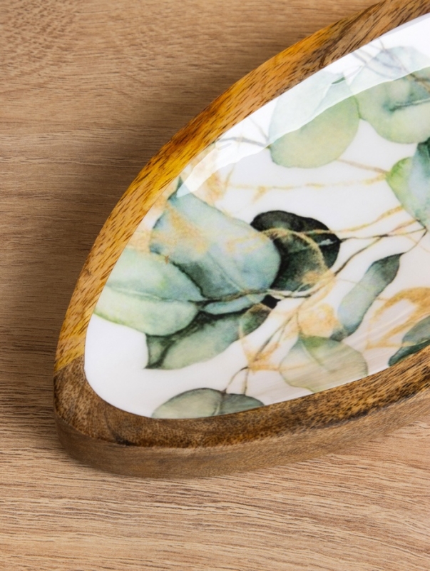 Блюдо в форме рыбки "Листья" дерево манго 32х11,5х2 см