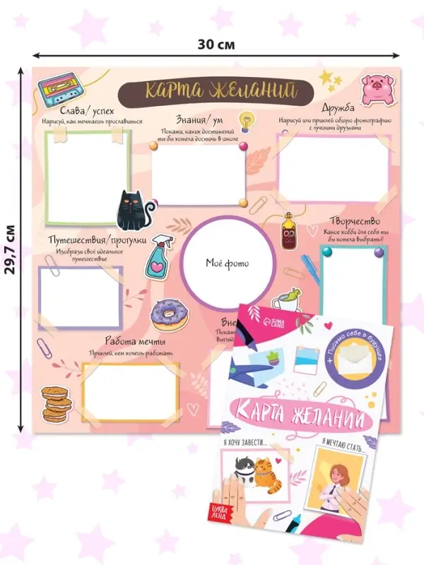Подарочный набор современной девчонки: 6 книг, карта желаний, письмо, наклейки