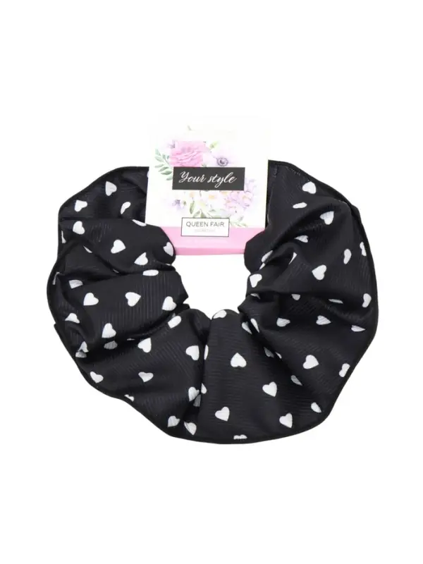Резинка для волос "Орбита гранд" сердца, 15 см, бело-чёрный